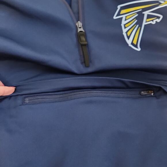 Adidas Atlanta Falcons Men's Navy Blue Jacket Size LG Climalite Pullover Pockets - Picture 9 of 13
